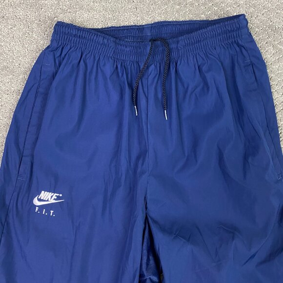 Vintage Nike F.I.T. Logo Pants Men's Medium Blue Woven Tapered Jogger USA - Picture 4 of 16